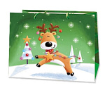 Antella Пакет подарочный бумажный новогодний горизонтальный 23х18х10 олень